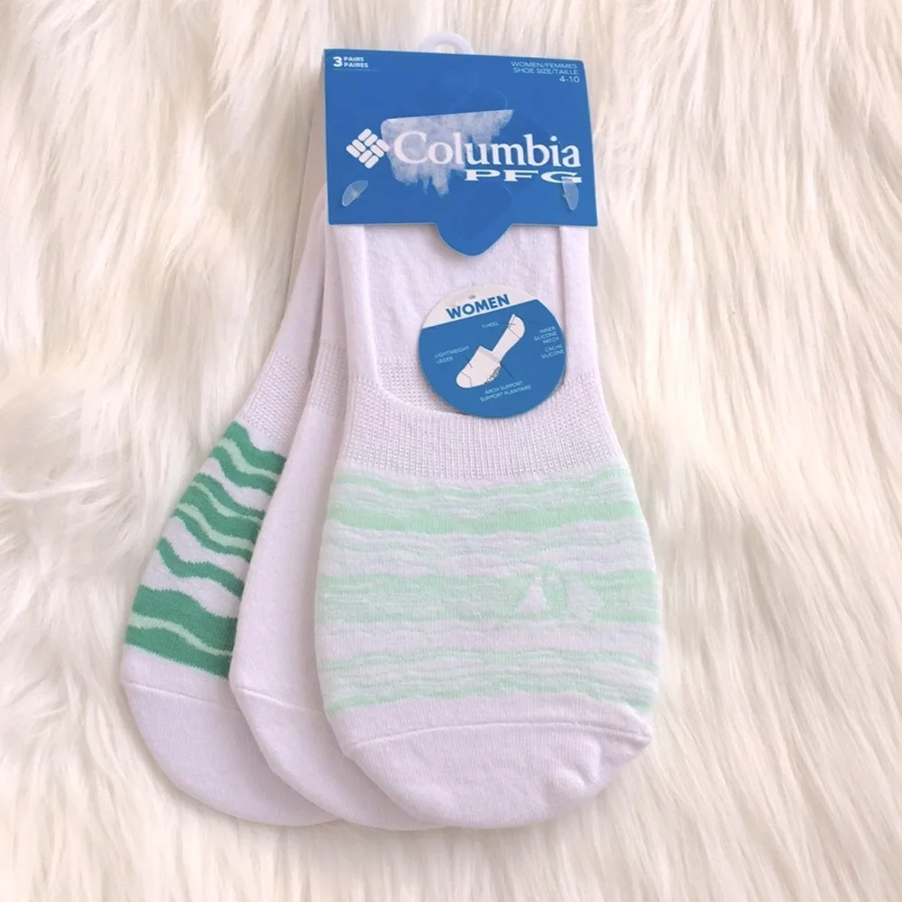 NWT Columbia PFG Women’s 3 Pk Water Stripe Liner Socks